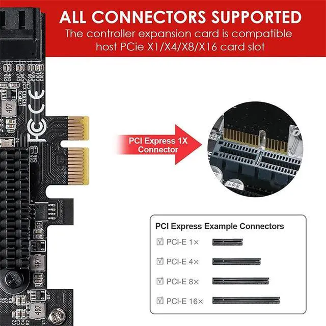 Alt view image 6 of 7 - PCIE to 8Port SATA3.0 Controller Expansion Board 8-Port SATA3.0 Interface Expansion Card 88SE92xx+JMB5XX Expansion Board