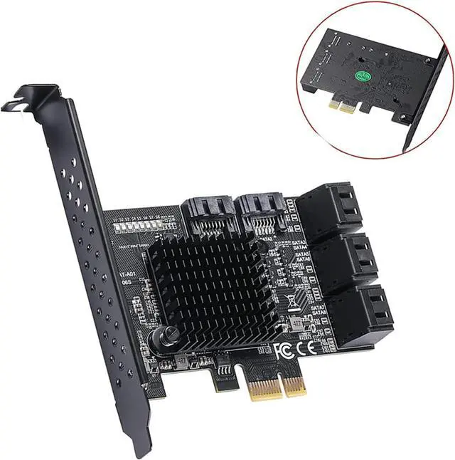 Alt view image 5 of 7 - PCIE to 8Port SATA3.0 Controller Expansion Board 8-Port SATA3.0 Interface Expansion Card 88SE92xx+JMB5XX Expansion Board