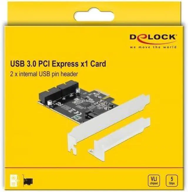 Alt view image 3 of 5 - DeLOCK PCI Express Card to 2X Internal USB 3.0 Post Plug, 90387