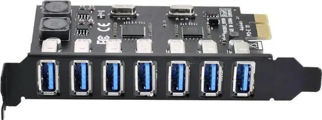 Main image of PCIe to USB 3.0 Card, 7-Port Internal Expansion Adapter for Desktop PC, Up to 5Gbps, No External Power Required