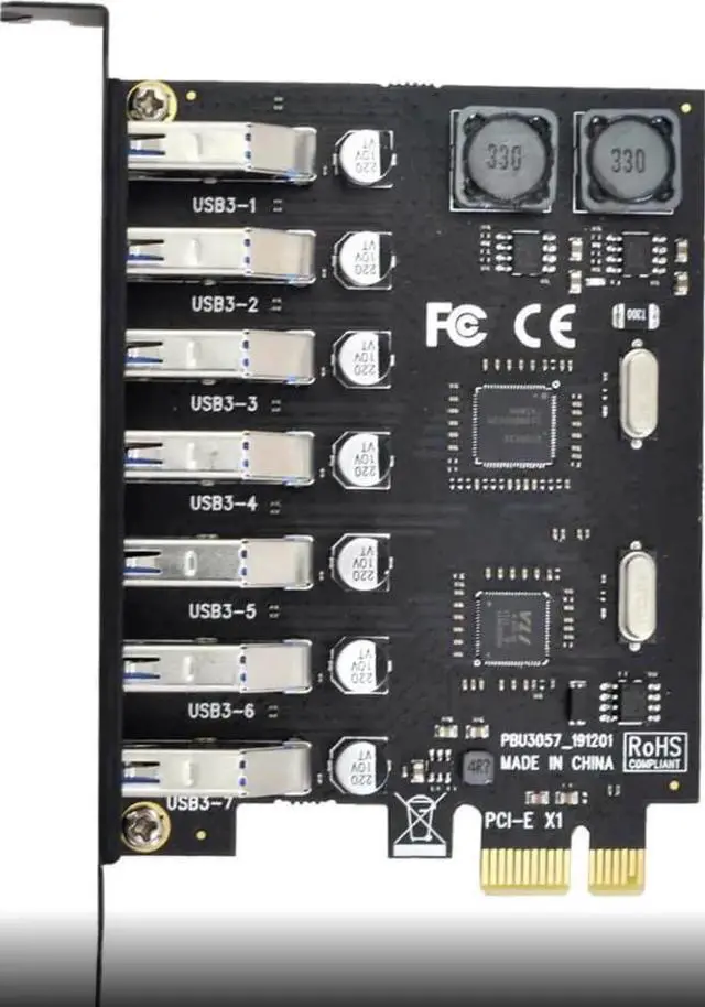 Alt view image 2 of 3 - PCIe to USB 3.0 Card, 7-Port Internal Expansion Adapter for Desktop PC, Up to 5Gbps, No External Power Required