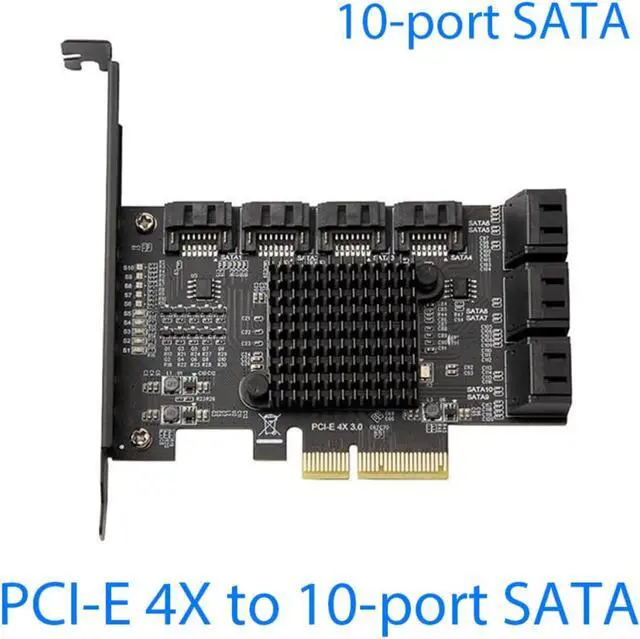 Alt view image 2 of 7 - Healifty 10-Port Serial Ata 3.0 Expansion Card Pci-e X4 3.0 Low Heat Efficient High-Speed Data Transfer for Desktop Computer Hard Drive
