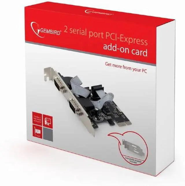 Alt view image 3 of 3 - Gembird SPC-22 Internal Serial Interface Card and Adapter - Accessory (Pcie, Serial, Low Profile, Rs-232, Wch382, Black)
