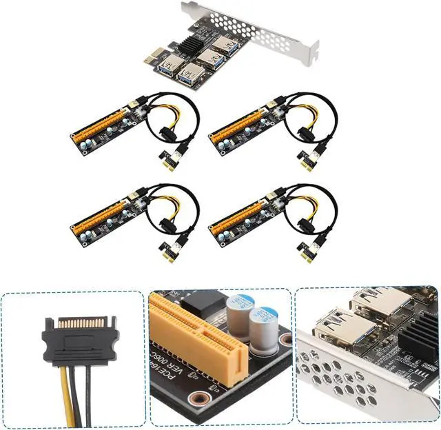 Alt view image 6 of 7 - NUOBESTY Pci-e Riser Card USB Extender to Pci Express Mining Adapter Pcie USB Extender