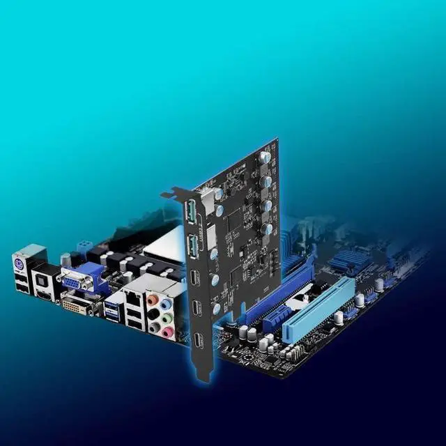Alt view image 2 of 5 - JMT Expansion Card with 5 Ports Type-A Dual USB C PCI-e USB 3.2/3.1/2.0 Super-Speed USB3.2 Gen 2x1 Adapter Card for Desktop 10Gbps (3*USBC 2*USB3.2)