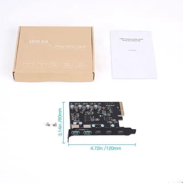 Alt view image 3 of 5 - JMT Expansion Card with 5 Ports Type-A Dual USB C PCI-e USB 3.2/3.1/2.0 Super-Speed USB3.2 Gen 2x1 Adapter Card for Desktop 10Gbps (3*USBC 2*USB3.2)