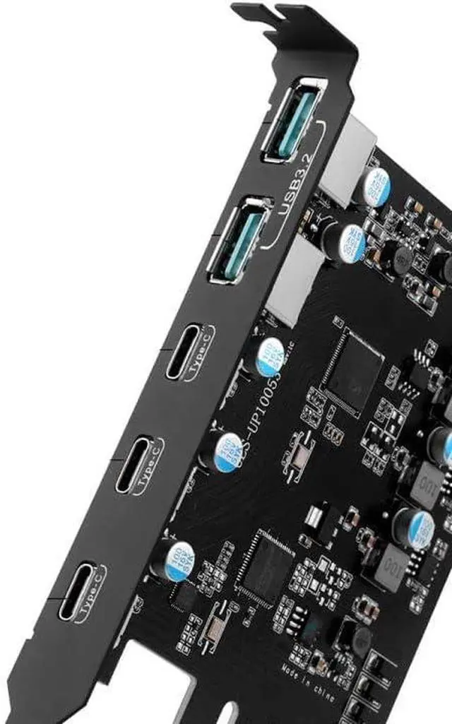 Alt view image 5 of 5 - JMT Expansion Card with 5 Ports Type-A Dual USB C PCI-e USB 3.2/3.1/2.0 Super-Speed USB3.2 Gen 2x1 Adapter Card for Desktop 10Gbps (3*USBC 2*USB3.2)