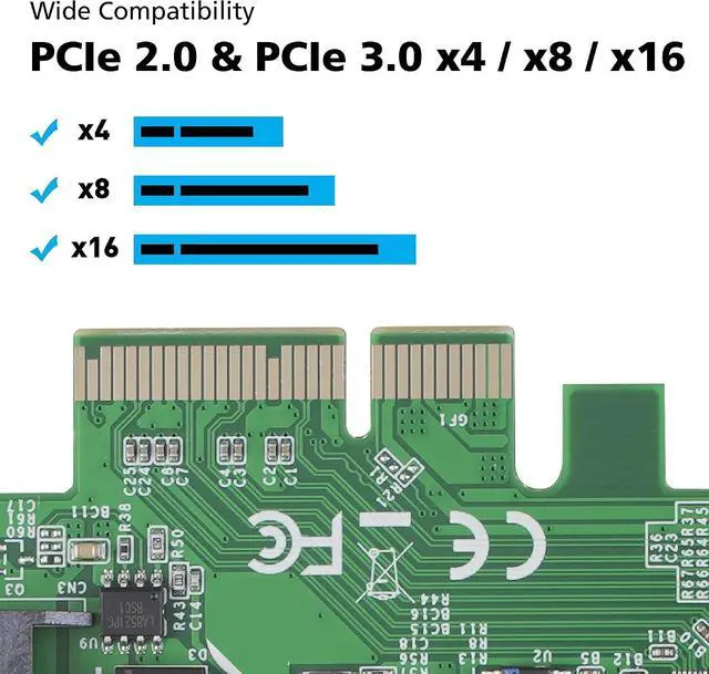 Alt view image 5 of 7 - Akasa USB 3.2 Gen 2x2 Internal 20 Pin Connector to PCIe Host Card, 20Gbps SuperSpeed Data Transfer, PCIe 3.0 x4 x8 x16 Slot, Integrated SATA Power Connector, Supported