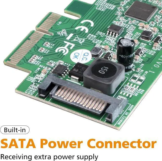 Alt view image 6 of 7 - Akasa USB 3.2 Gen 2x2 Internal 20 Pin Connector to PCIe Host Card, 20Gbps SuperSpeed Data Transfer, PCIe 3.0 x4 x8 x16 Slot, Integrated SATA Power Connector, Supported