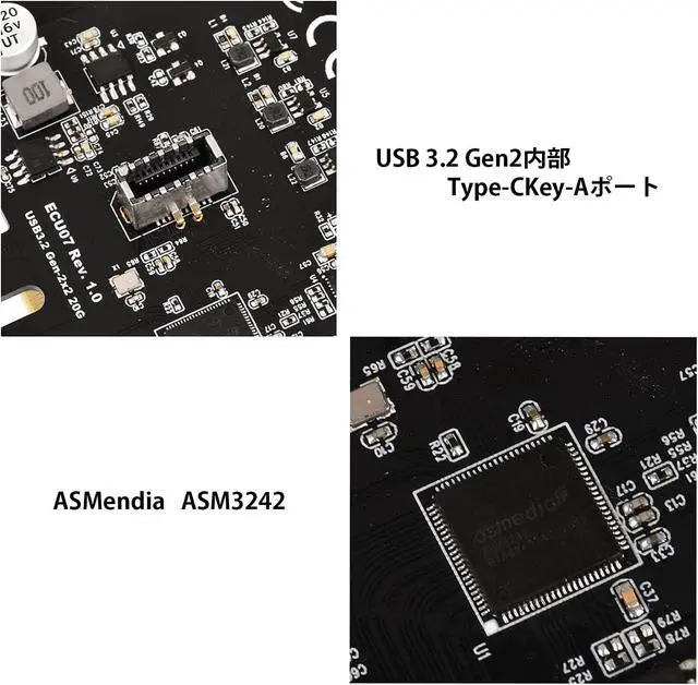 Alt view image 4 of 6 - Silver Stone ECU07 SuperSpeed 20Gbps / USB 3.2 Gen 2x2 Internal Type-C Key-A PCIe Host Card SST-ECU07