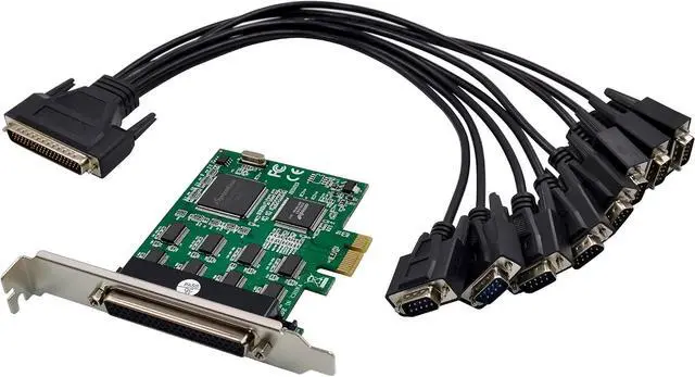 Alt view image 2 of 7 - Inline PCIe x1 Card with 8X RS-232, D-Sub 9, Serial Interface Card, Industrial, Multi-Card Operation, Stable Data Transmission, 76660Z