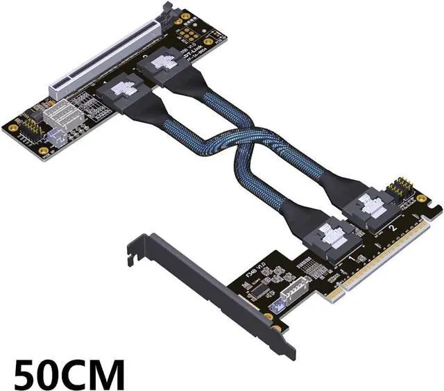 Alt view image 3 of 7 - JMT ADT-F34B-F35B PCIE 4.0 x16 to x16 Extension Card Graphics Card Splitter Support 1 to 1/2 Motherboard Bifurcation (F34B-F35B-50cm)