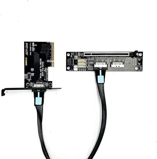Alt view image 3 of 7 - JMT ADT-R89M-F37C PCIe 4.0 x8 to x16 Extension Card 128Gbps MCIO External Chassis Supports 2U/4U Chassis (50CM)