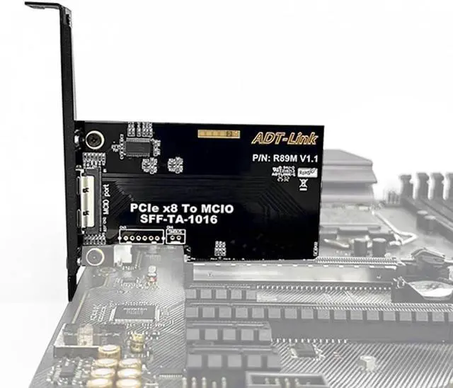 Alt view image 6 of 7 - JMT ADT-R89M-F37C PCIe 4.0 x8 to x16 Extension Card 128Gbps MCIO External Chassis Supports 2U/4U Chassis (50CM)