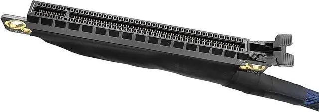 Alt view image 2 of 6 - JMT 180 Degree 64GBS PCIE 5.0 X16 Graphics Card Extension Cable 180-Degree GEN5 Braided Mesh Harness Riser for AI Server Graphics Card Bendable GPU Adapter 16AB5 (40CM,Left Out Left in)
