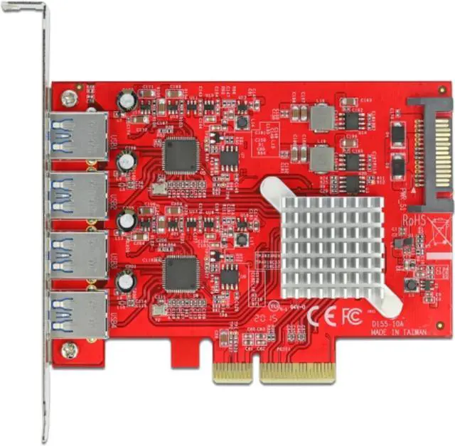 Alt view image 3 of 3 - Delock PCI Express x4 Card to 4X External SuperSpeed USB 10Gbps