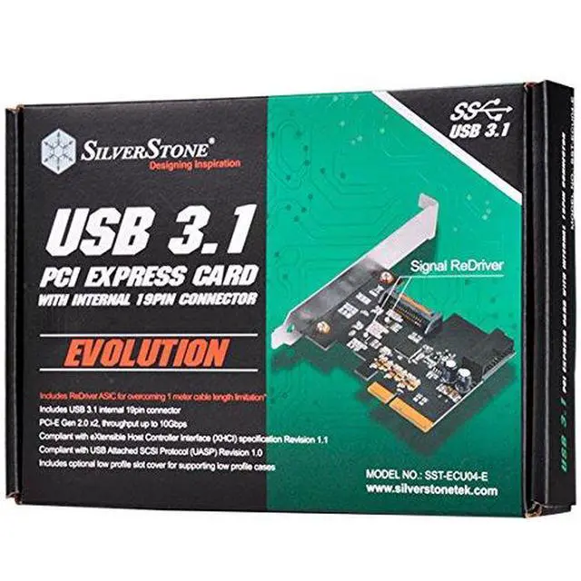 Alt view image 5 of 7 - Silver Stone SST-ECU04-E USB 3.1 Expansion Card Internal 19-Pin Connection
