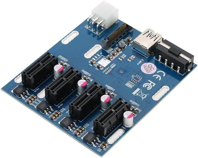 Alt view image 5 of 7 - GOLDEN BLUE PCI-E 1X Expansion Kit 1 to 4 Slots Switch Multiplier Hub Riser Card Adapter with USB 3.0 Cable PCIE Mining Modules