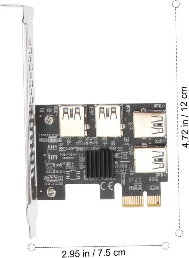Alt view image 3 of 7 - STOBOK Pci-e to USB Extender Riser Play Pcie Adapter for Mining High Reliability with Direct Motherboard Connection Easy Installation for Graphics Cards