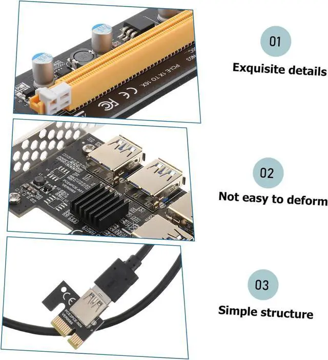 Alt view image 6 of 7 - STOBOK Pci-e to USB Extender Riser Play Pcie Adapter for Mining High Reliability with Direct Motherboard Connection Easy Installation for Graphics Cards