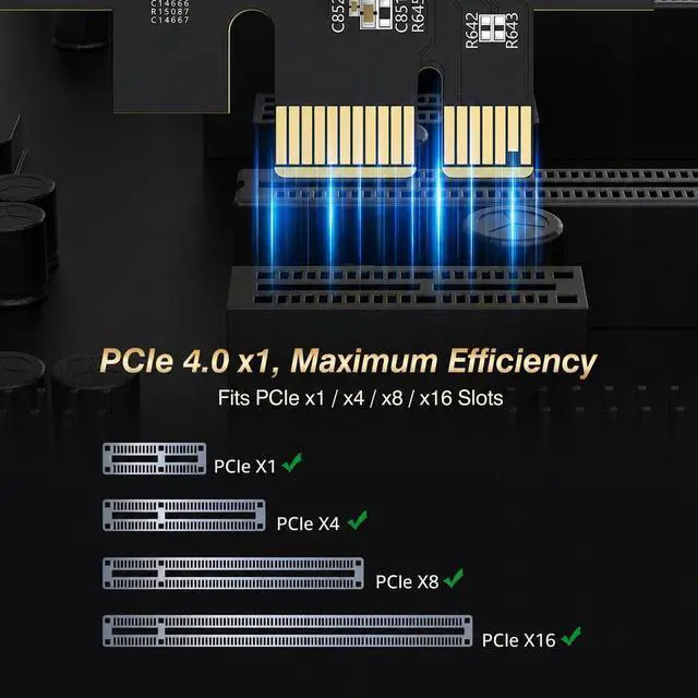 Alt view image 4 of 7 - 10Gb PCIe Network Card, VunLink 10GbE RJ45 Ethernet Card with Realtek RTL8127AT, Multi-Gig 10G/5G/2.5G/1G NIC Adapter for PC, NAS & Server, PCIe 4.0 x1, Windows 10/11/Linux