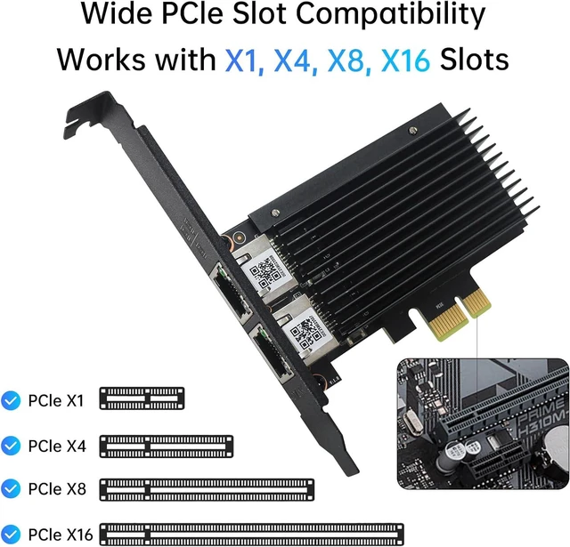 Alt view image 5 of 7 - 2.5GBase-T Dual Port Server Network Card with I226-V 2500/1000/100Mbps PCI Express Gigabit Ethernet Adapter NIC Card RJ45 LAN Controller for Windows 10/11 with Low Profile Bracket