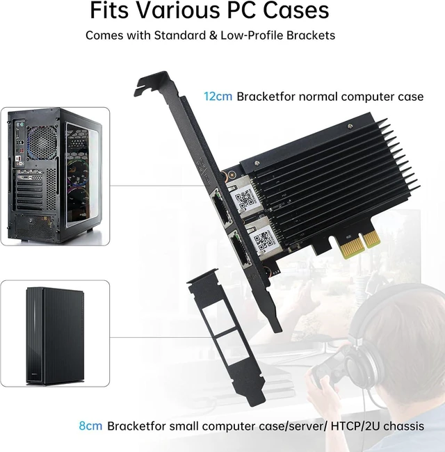 Alt view image 4 of 7 - 2.5GBase-T Dual Port Server Network Card with I226-V 2500/1000/100Mbps PCI Express Gigabit Ethernet Adapter NIC Card RJ45 LAN Controller for Windows 10/11 with Low Profile Bracket