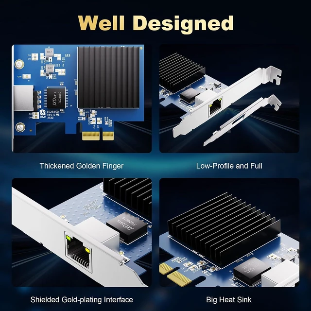 Alt view image 3 of 6 - 10Gb PCIe Network Card, Realtek RTL8127 10G RJ45 Ethernet Adapter