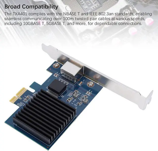 Alt view image 4 of 7 - Generic 10G PCIe Network Card, RTL8127 Chipset 10 Gigabit Ethernet Adapter with PCI Express Gen 4 X1 Slot, for Server Desktop