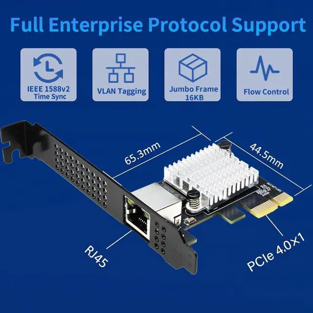 Alt view image 3 of 7 - 10G PCIe Network Card with Single Port PCIe 4.0 X1 RJ45,10 Gigabit Ethernet Adapter with Realtek8127(PXE) Multi-Gigabit Network Speeds 10G/5G/2.5G/1Gbps for Servers PCs Windows Linux