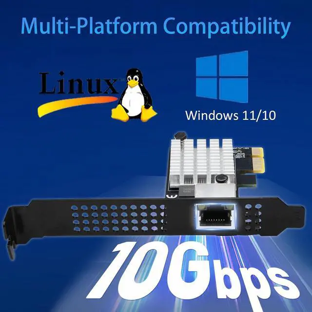Alt view image 5 of 7 - 10G PCIe Network Card with Single Port PCIe 4.0 X1 RJ45,10 Gigabit Ethernet Adapter with Realtek8127(PXE) Multi-Gigabit Network Speeds 10G/5G/2.5G/1Gbps for Servers PCs Windows Linux
