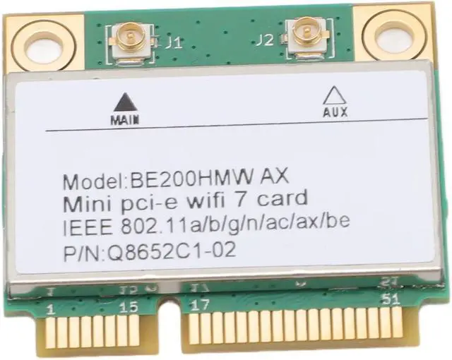 Alt view image 7 of 7 - WiFi 7 Tri Band Half Mini PCIE Wireless Network Card 8774Mbps (2.4,5,6GHz) with MU MIMO & BT 5.4 for Desktop PC Laptop, Wins 10 11, Linux, Chrome OS (No Antenna)