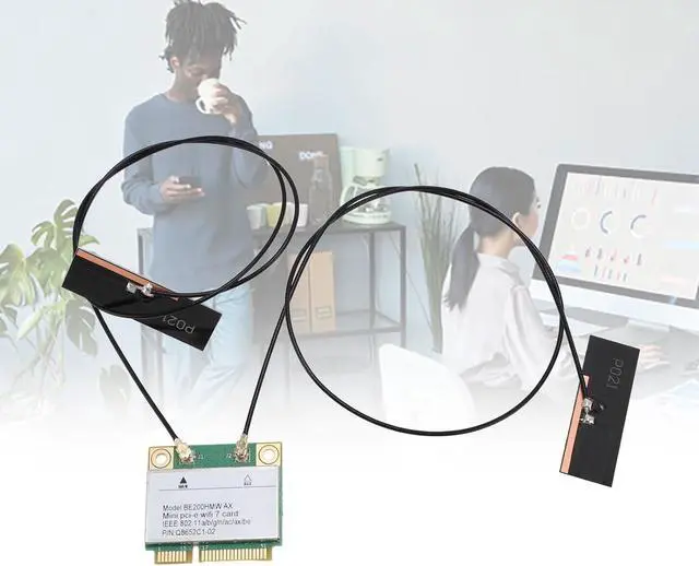 Alt view image 4 of 7 - Mini PCI E 7 Card, 8774Mbps 2 Band 2.4G 5G Gigabit Network Card Mini PCIE Interface Adapter with Bluetooth 5.4 BE200HMW for PC C (with Antenna)