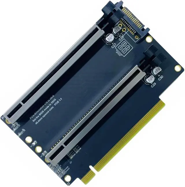 Alt view image 5 of 7 - PCIE X16 to PCIE X8X8 Expansion Card PCIExpress3.0 x16 Adapters Card Power PCIEX16 Card