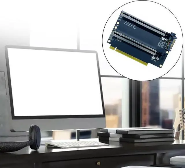 Alt view image 6 of 7 - PCIE X16 to PCIE X8X8 Expansion Card PCIExpress3.0 x16 Adapters Card Power PCIEX16 Card