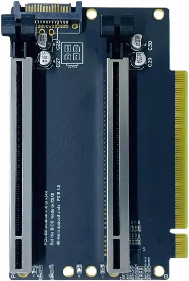 Alt view image 7 of 7 - PCIE X16 to PCIE X8X8 Expansion Card PCIExpress3.0 x16 Adapters Card Power PCIEX16 Card