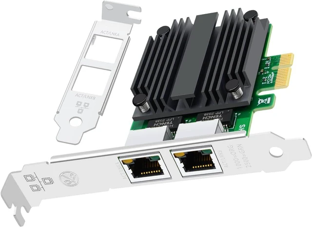 Main image of Network Card with I225-V Chip Dual Ports,2.5G PCIE X1 Network Adapter LAN NIC Card 2 RJ45 Ports Ethernet Adapter for Server,Support Windows 11/10 Windows Server 2022