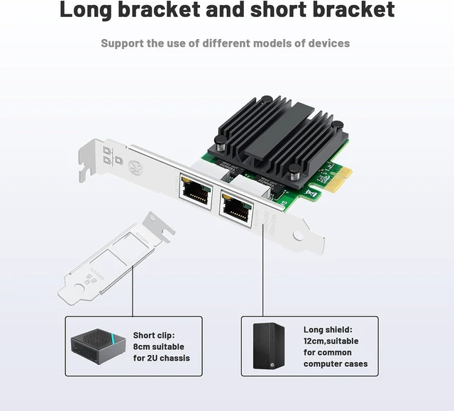 Alt view image 4 of 7 - Network Card with I225-V Chip Dual Ports,2.5G PCIE X1 Network Adapter LAN NIC Card 2 RJ45 Ports Ethernet Adapter for Server,Support Windows 11/10 Windows Server 2022