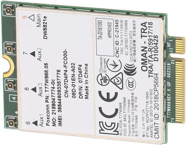 Alt view image 7 of 7 - DW5821E 3G/4G/5G Card, Network Adapter Card, for PCI Express M.2 Specification 3042 Type Key.B Slot, for PC, Laptops
