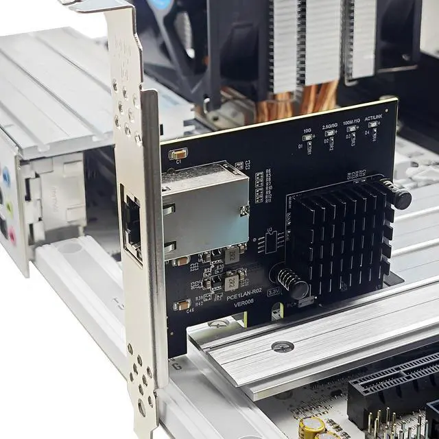 Alt view image 3 of 7 - Yunseity PCIe 4X Gigabit Network Card, 10Gbps Ethernet Adapter with RTL8127AT Chip for Desktop Server PC NAS 10 11