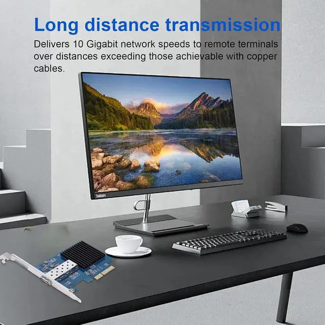 Alt view image 2 of 7 - 10Gbps PCIe X4 NIC Network Card, Fiber Optic Network Card with Single SFP Port, Ethernet LAN Adapter for Meeting The Demands of Networking