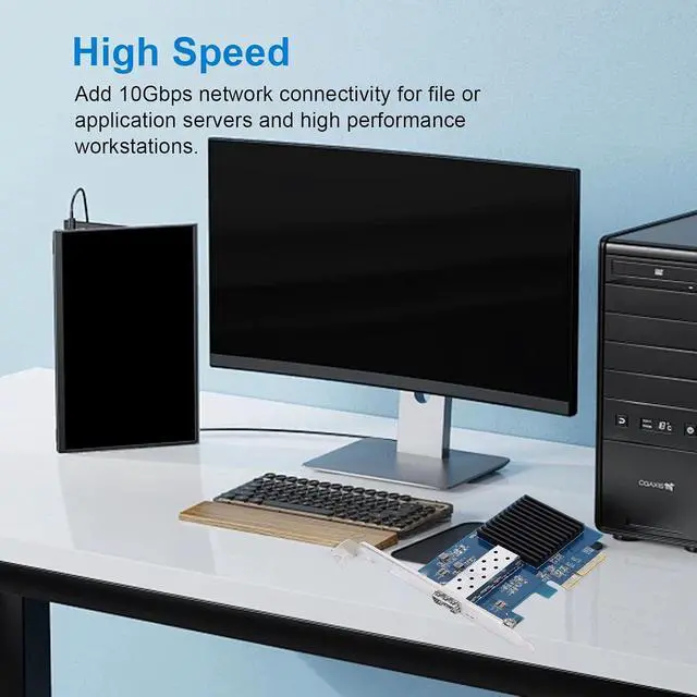 Alt view image 3 of 7 - 10Gbps PCIe X4 NIC Network Card, Fiber Optic Network Card with Single SFP Port, Ethernet LAN Adapter for Meeting The Demands of Networking