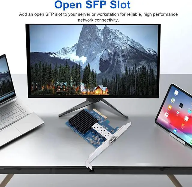 Alt view image 4 of 7 - 10Gbps PCIe X4 NIC Network Card, Fiber Optic Network Card with Single SFP Port, Ethernet LAN Adapter for Meeting The Demands of Networking