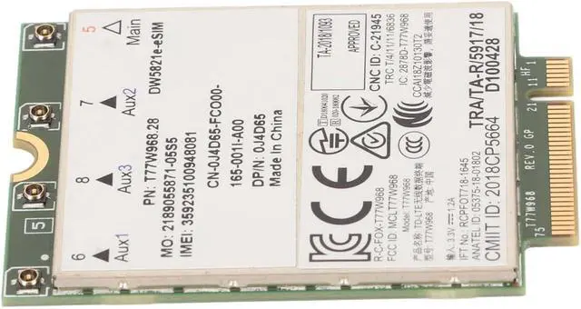 Alt view image 4 of 7 - 4G Module Card, 77W968 DW5821e CAT16 1GBPS Networking Card, Support Support E eSIM Network Card for Laptop