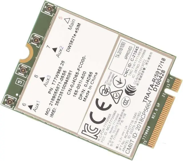 Alt view image 6 of 7 - 4G Module Card, 77W968 DW5821e CAT16 1GBPS Networking Card, Support Support E eSIM Network Card for Laptop