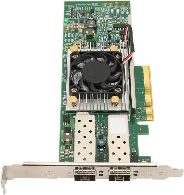Alt view image 6 of 7 - 10Gb PCIe Network Card, Dual SFP Port Ethernet Adapter with Cooling Fan for Server and Switching
