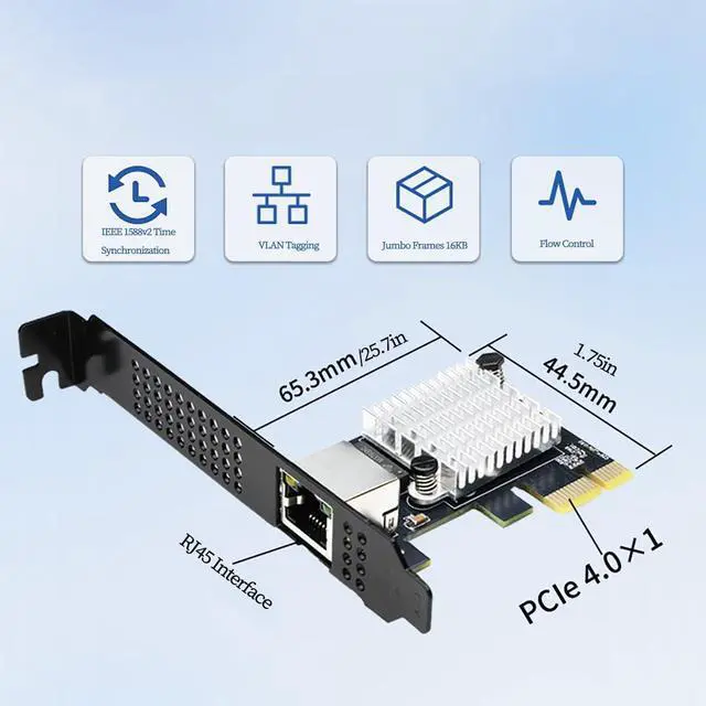 Alt view image 6 of 6 - PCIe 4.0 X1 to RJ45 10G Ethernet Network Card RTL8127 Chip High-Speed LAN Adapter with Multi-Speed Compatible with Windows/Linux Desktop, Server, and Gaming PC