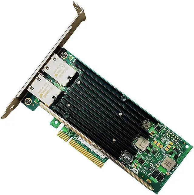 Alt view image 2 of 4 - 10GbE RJ45 Network Card Compatible with X540-T2 PCIe Ethernet Card with X540 Controller, 2 Ports 10GBASE-T RJ45, PCIe 2.0, SR-IOV Jumbo Frames PXE iSCSI PCI Network Adapter