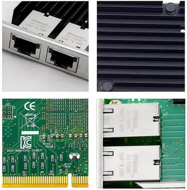 Alt view image 4 of 4 - 10GbE RJ45 Network Card Compatible with X540-T2 PCIe Ethernet Card with X540 Controller, 2 Ports 10GBASE-T RJ45, PCIe 2.0, SR-IOV Jumbo Frames PXE iSCSI PCI Network Adapter