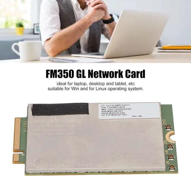 Alt view image 3 of 7 - 5G LTE Network Card, 4.67Gbps Downlink 1.25Gbps Uplink, 4x4 MIMO GNSS FM350 GL Network Card, M.2 Plug and Play, Suitable for